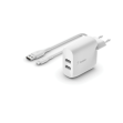 ADAPTADOR DE CORRIENTE BELKIN BLANCO 2x USB/ A+ CABLE USB/ A A microUSB