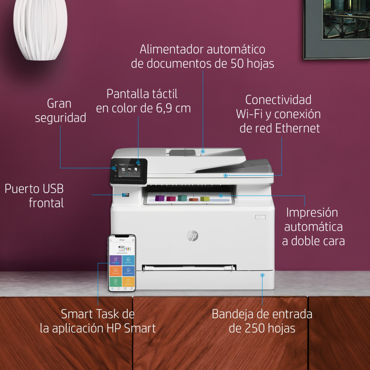 HP Color LaserJet Pro MFP M282nw con WiFi (3 en 1) Impresora láser color A4  multifunción HP