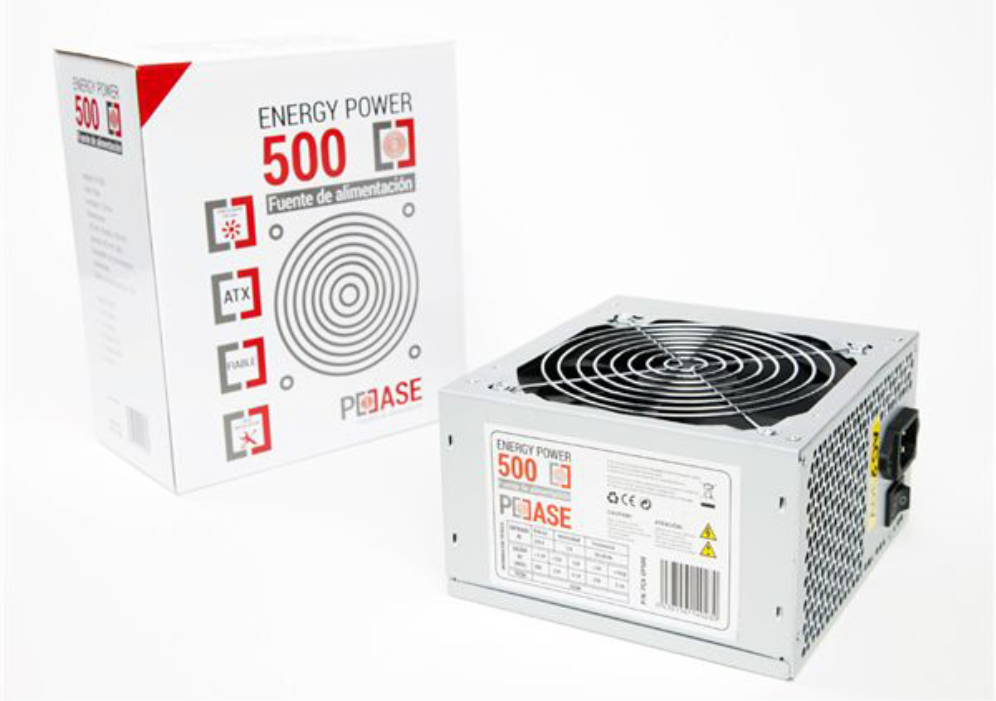 PCCASE EP-500 Unidad de - Fuente de alimentación (500 W, 220 V, 50-60 Hz, 5  A, 12V,+3.3V,+5V,+5Vsb,12V, 20 A), Plata